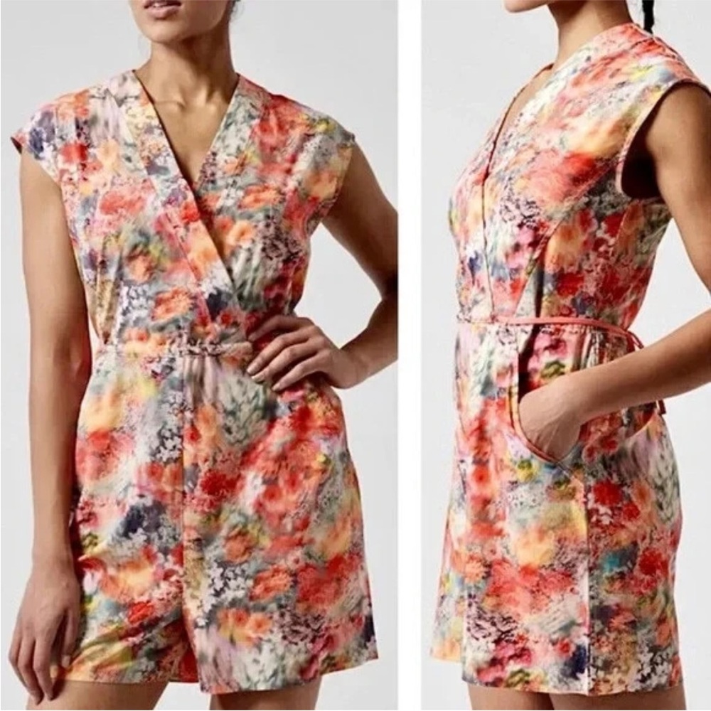 Athleta Marlow Romper in Renewed Bloom Pink Floral Print Size Medium - Picture 5 of 14